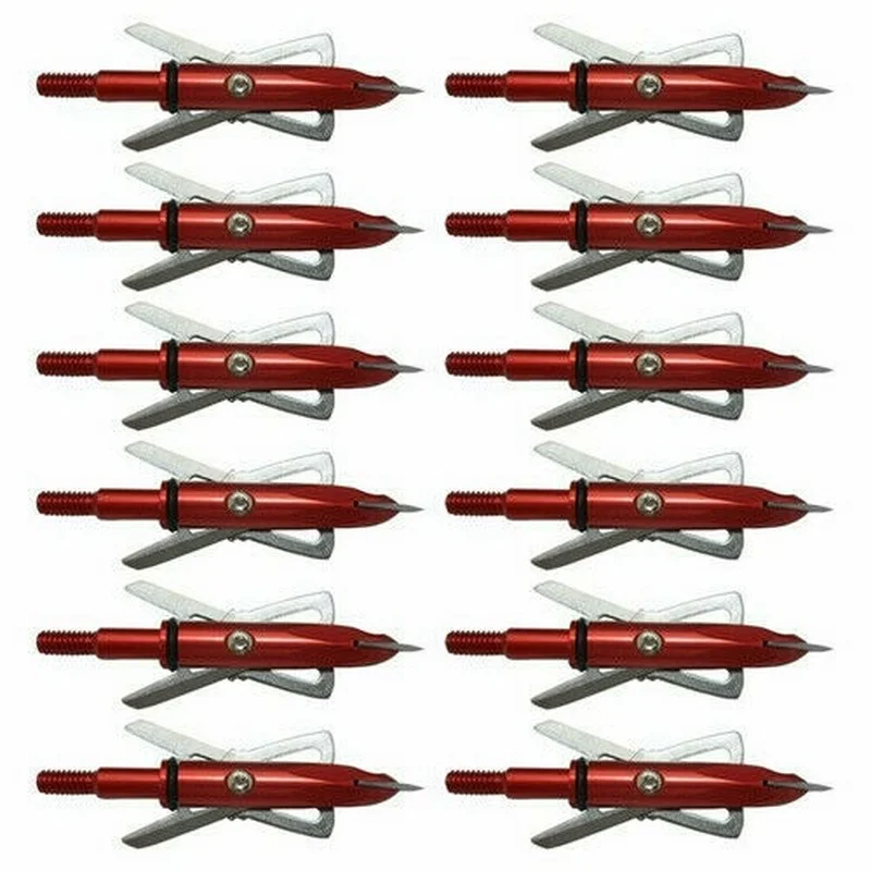 12 Pcs 100Grain Archery Shooting Broadheads 2 Blade Cut Hunting Arrowheads