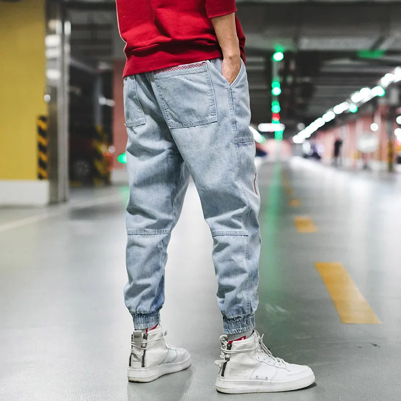 hip hop blue jeans men streetwear harem pants dsq jeans kpop jogger korean style trousers mens fashion denim oversized clothes