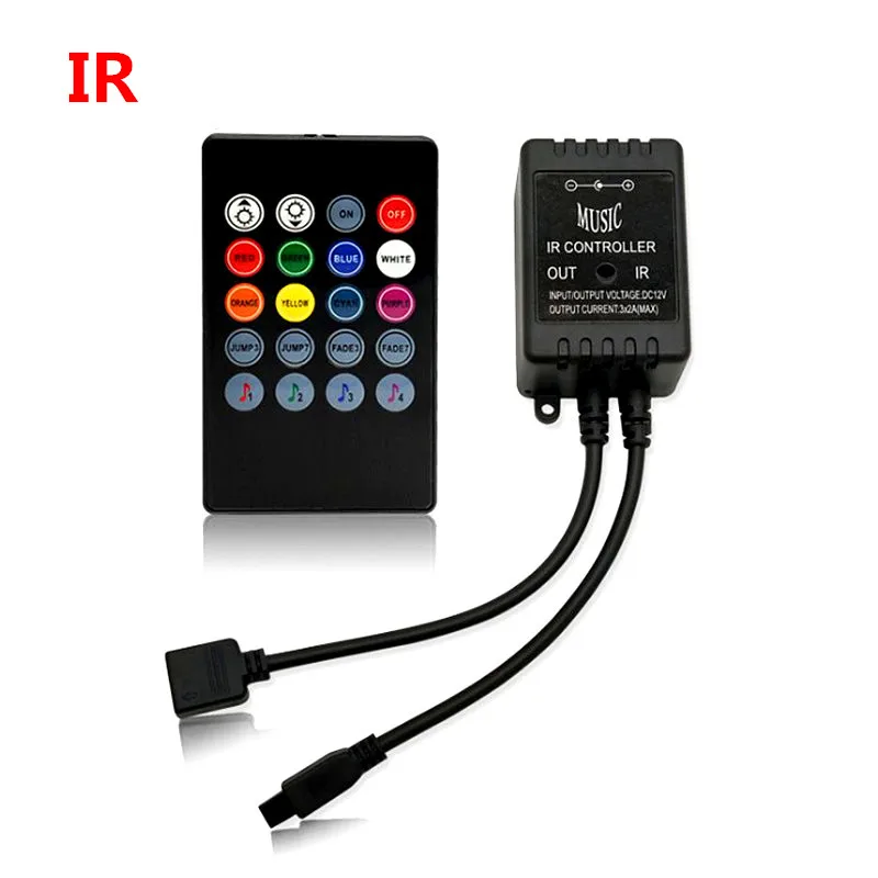 DC 12V - 24V 6A RGB LED Strip Wireless 20Key IR RF Remote Micro Music Controller for 2835 5050 Lighting Rope