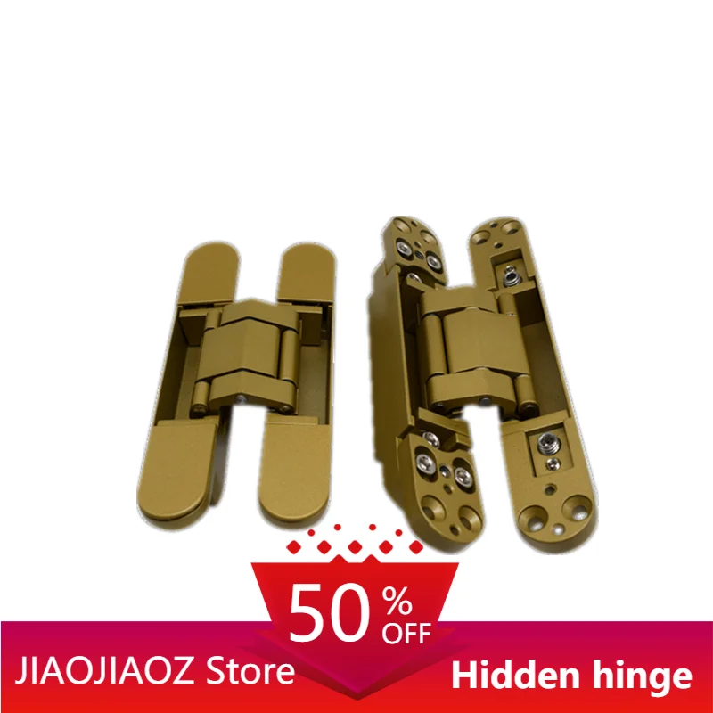 JIAOJIAOZ Gold Zinc Alloy hidden door hinge 3D Adjustable Conceal door Hinge /Invisible Door Hinge  40kg