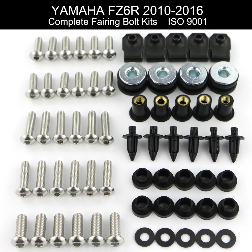 

For Yamaha FZ6R 2010 2011 2012 2013 2014 2015 2016 Complete Full Fairing Bolts Kit Windscreens Bolts Clips Nuts Stainless Steel