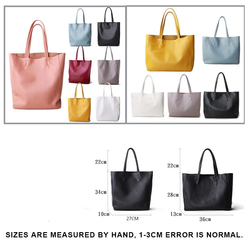 Luxury Women Leather Bag Casual Totes Female Yellow Fashion Shoulder Handbag Lady Cowhide Genuine Leather Shoulder Shopping Bag