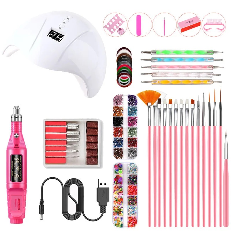 Mini Electric Carving Pen Set, DIY Nail Light, Power Tool, Acessórios de polimento, USB Power Supply, 36W