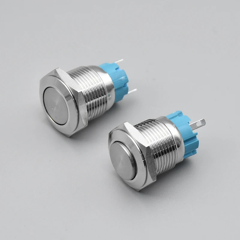 16 مللي متر 19 مللي متر 22 مللي متر 2pin لوحة ثقب المعادن زر التبديل السلطة دفع زر شقة عالية رئيس الذاتي قفل/إعادة تعيين لحام IP67 1NO