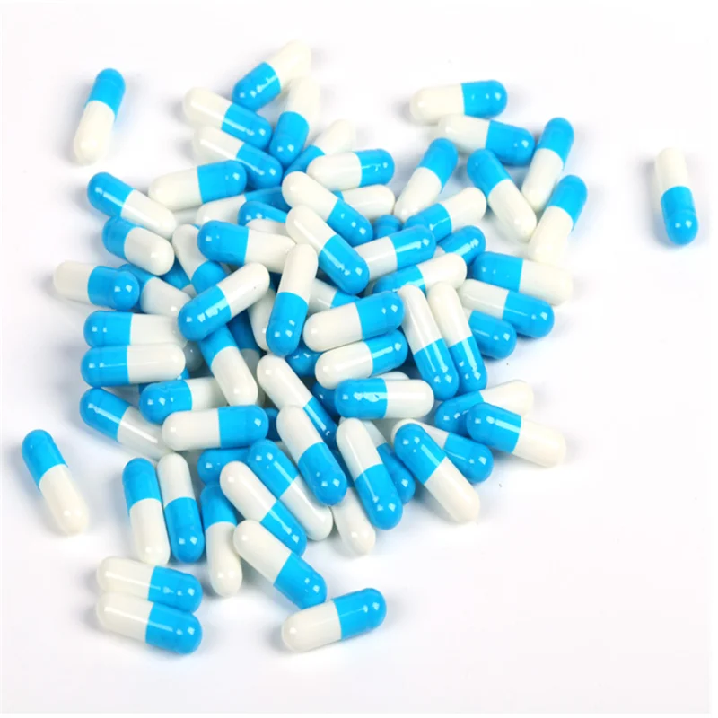 

0# 10000pcs!light blue-white colored empty hard gelatin empty capsules, hollow gelatin capsules ,separated capsules Kosher Gel