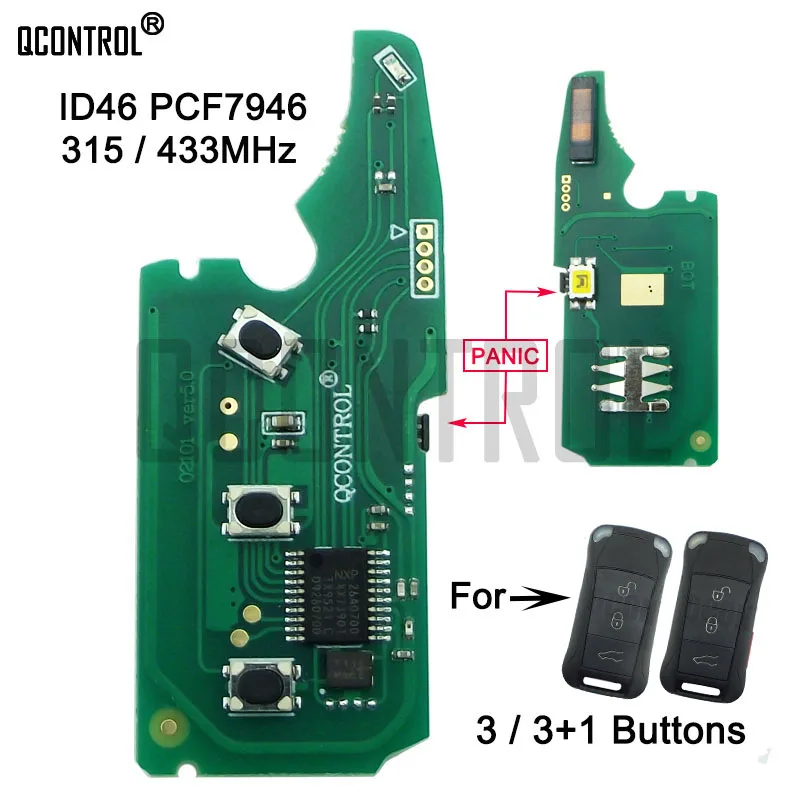 QCONTROL Car Remote Key Electronic Circuit Board 433MHz PCF7946A For Porsche Cayenne 2004 2005 2006 2007 2008 2009 2010 2011