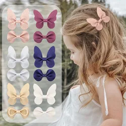 Yundfly 1 Pair Boutique Baby Princess Matte Leather Butterfly Hairpins Toddler Girl Bowknot Hair Clip Children Bows Barrettes