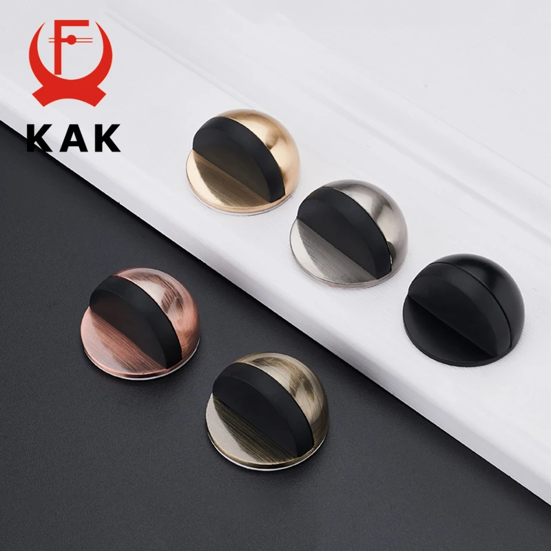 KAK Zinc Alloy Rubber Door Stopper Non Punching Sticker Hidden Door Holder Catch Floor Mounted Nail-free Door Stop Door Hardware