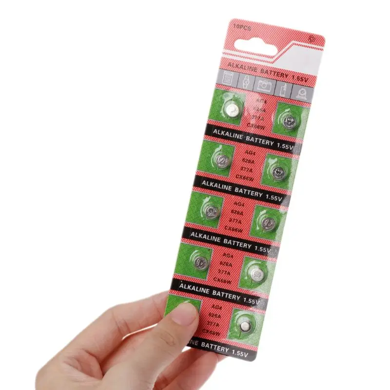 10PCS Watch Coin Battery AG4 377A 377 LR626 SR626SW SR66 LR66 Button Cell Batteries Remote Camera