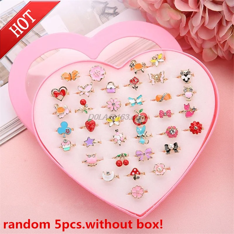 5pcs/lot Love Kids Cute Sweet Rings Design Flower Animal Fashion Jewelry Accessories Girl Child Gifts Finger Rings Chic Gifts