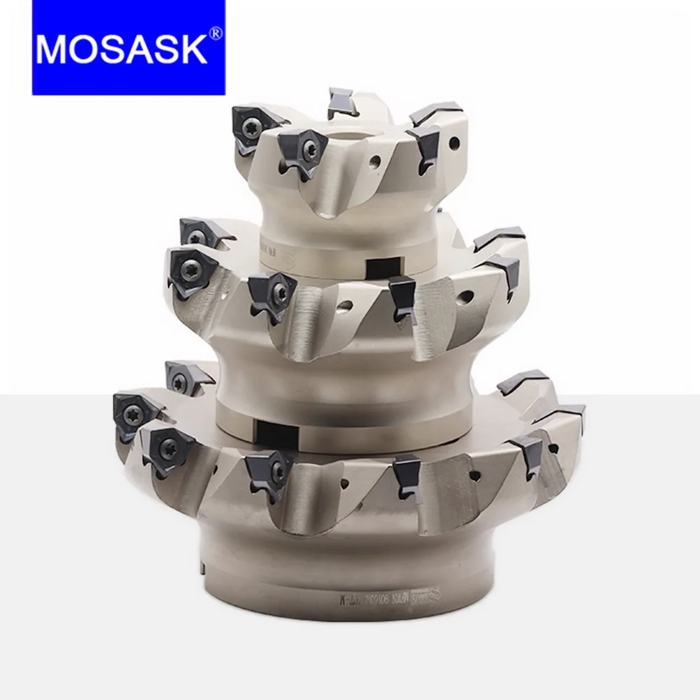 MOSASK 1PC MFWN Lathe Tungsten Bits Double Sided Fast Feed Anti Vibration Metal Working Carbide End Milling Cutter