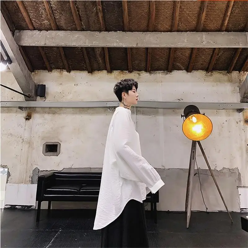 Men's Shirt Spring Style Loose Shirt Long Sleeve Shirt Hairstylist Young Men's And Women's Shirts Loose Shirt White Shirt Man