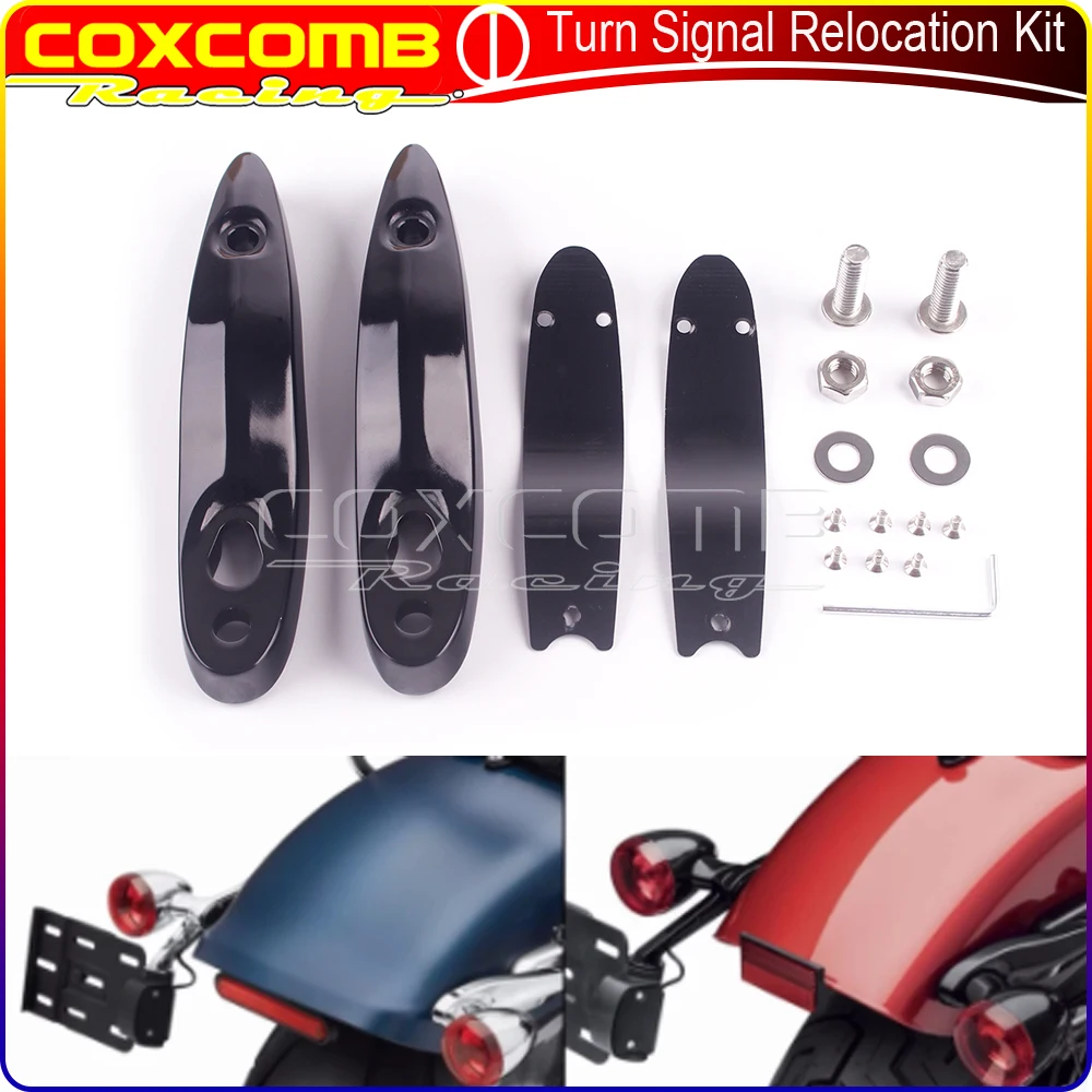 

1Set Motorcycle Rear Turn Signals Relocation Kit Aluminum Extension Bracket For Harley Softail FLFB FLSL FXBB FXBR FXLR 2018-Up