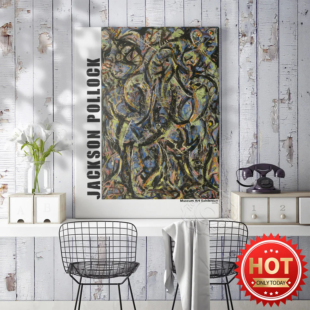 Jackson Pollock Exhibition Museum Poster, Jackson Abstrakt Home Decor Wall Picture, Pollock Drip Painting Vintage Art Stickers,