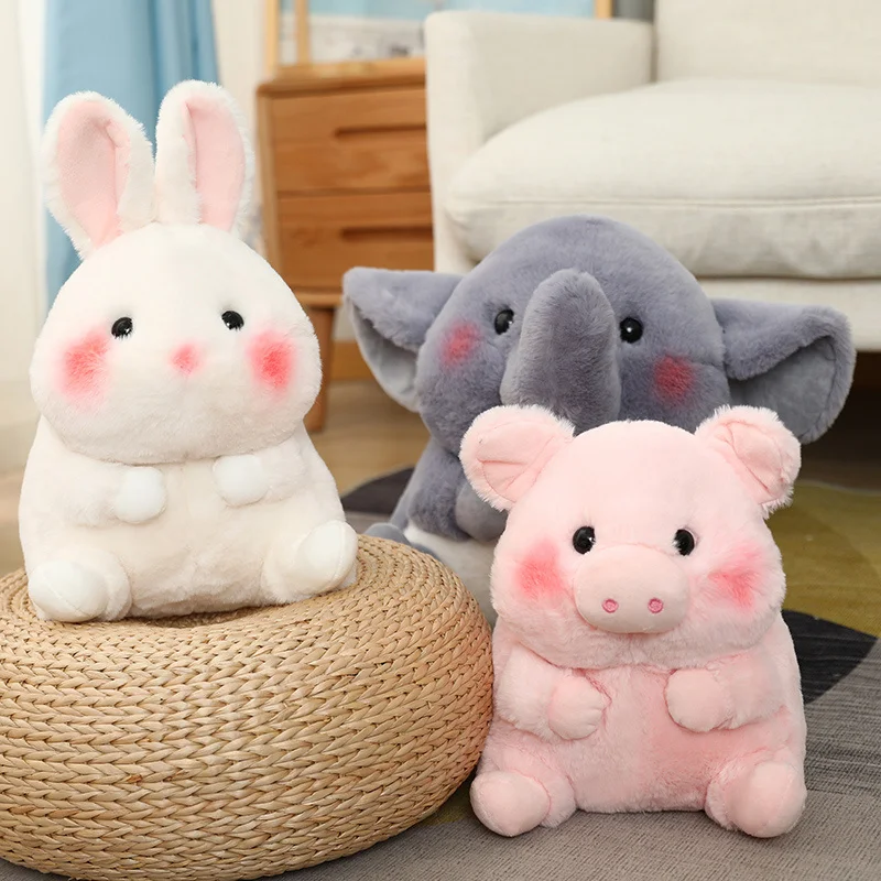 18-40cm Ball Shape Animals Stuffed Cartoon Bunny Pink Pig Monkey Elephant Penguin Hug Cuddly Plushies Toys Ferry Plush Soft Doll
