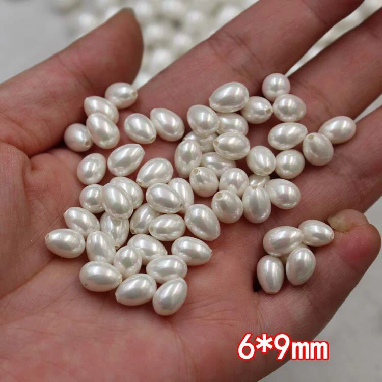 White Color Nice Quality South Sea Oyster Shell Pearls Tear Drop Shape Half Drilled Loose Pearls, 50pcs/lot