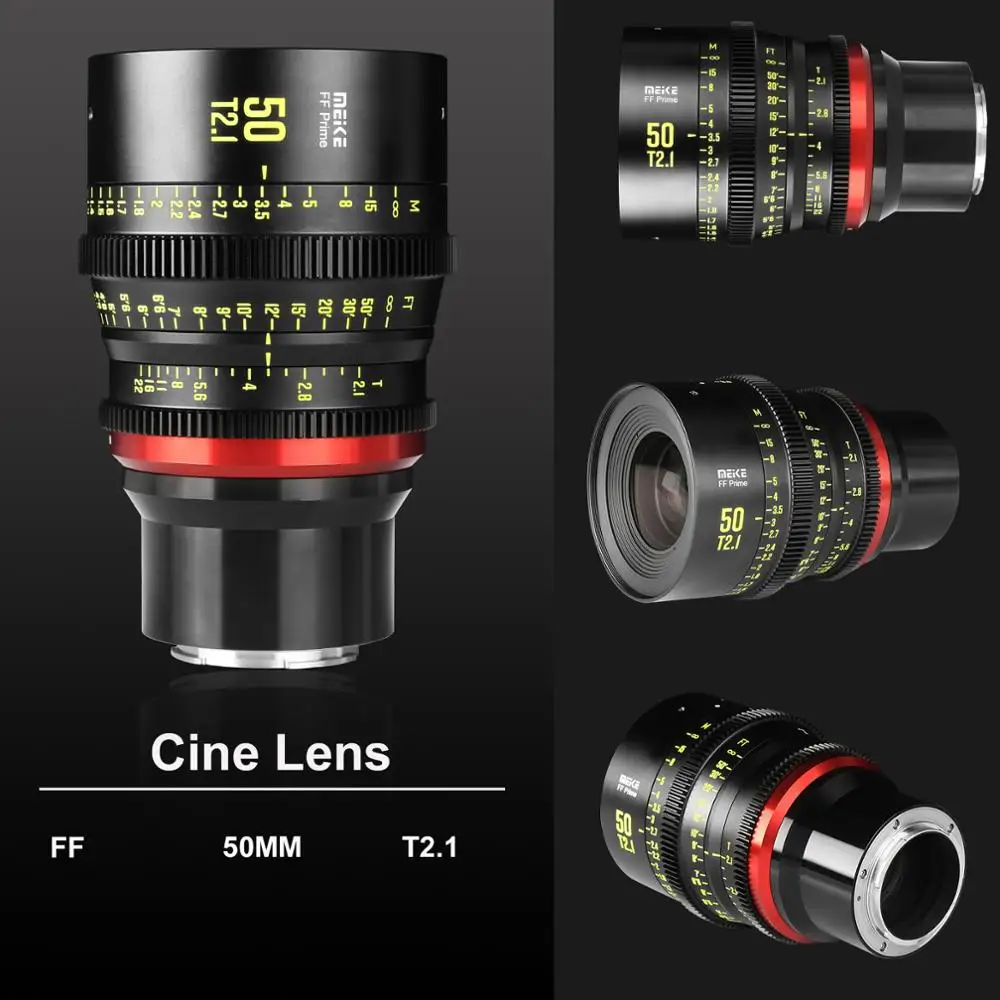 Meike Prime 50mm T2.1 Cine Lens for Full Frame Cinema Camera Systems,such as Canon C700 C500II,Sony VENICE,Sony FX3 FX6,FX9