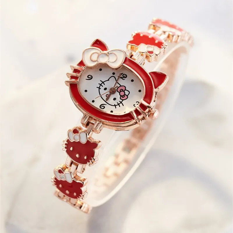 Hot Sale reloj Children Girls Watches Cartoon Lovely Bracelet Student Kids Watch KT Cute Quartz Watch Birthday Gift High Quality