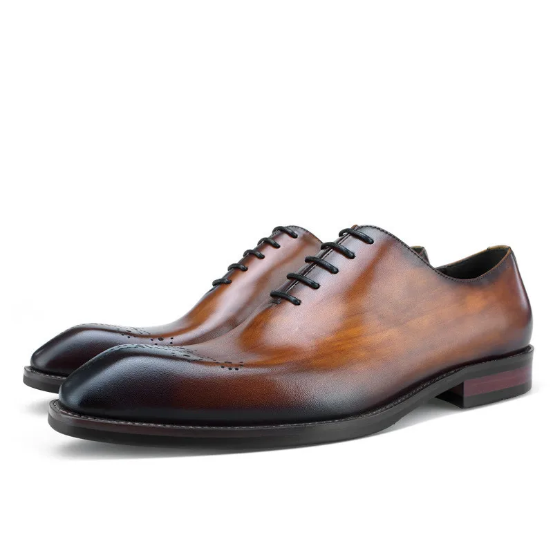 

Top Quality Black / Brown Oxfords Mens Business Dress Shoes Genuine Leather Wedding Shoes Boys Prom Shoes