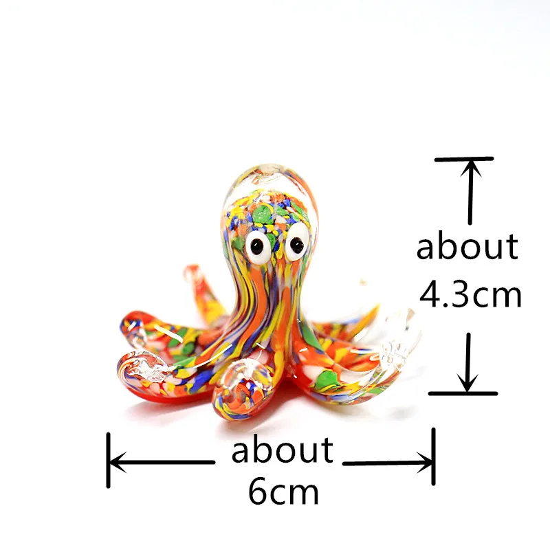 Murano Glass Octopus Art Figurines miniature Rainbow colors handmade cute sea animal crafts Ornaments Aquarium decor accessories