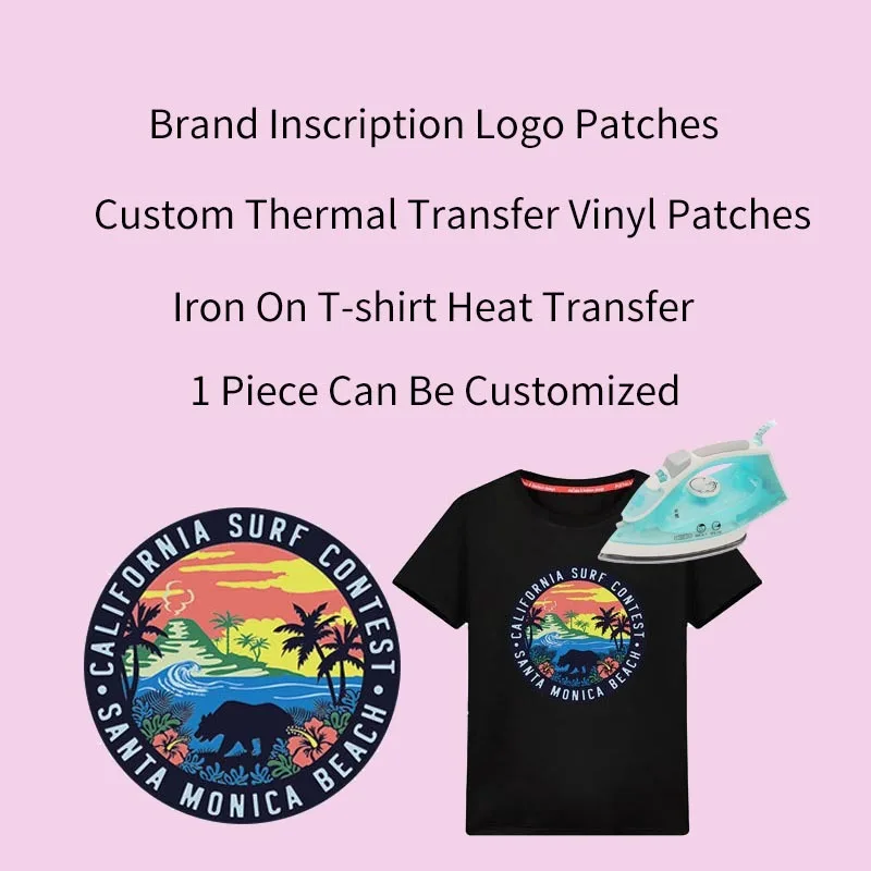 

From 1 piece of customized vinyl heat transfer, inscription, logo, brand, clothing Iron On patches picture DIY sticker