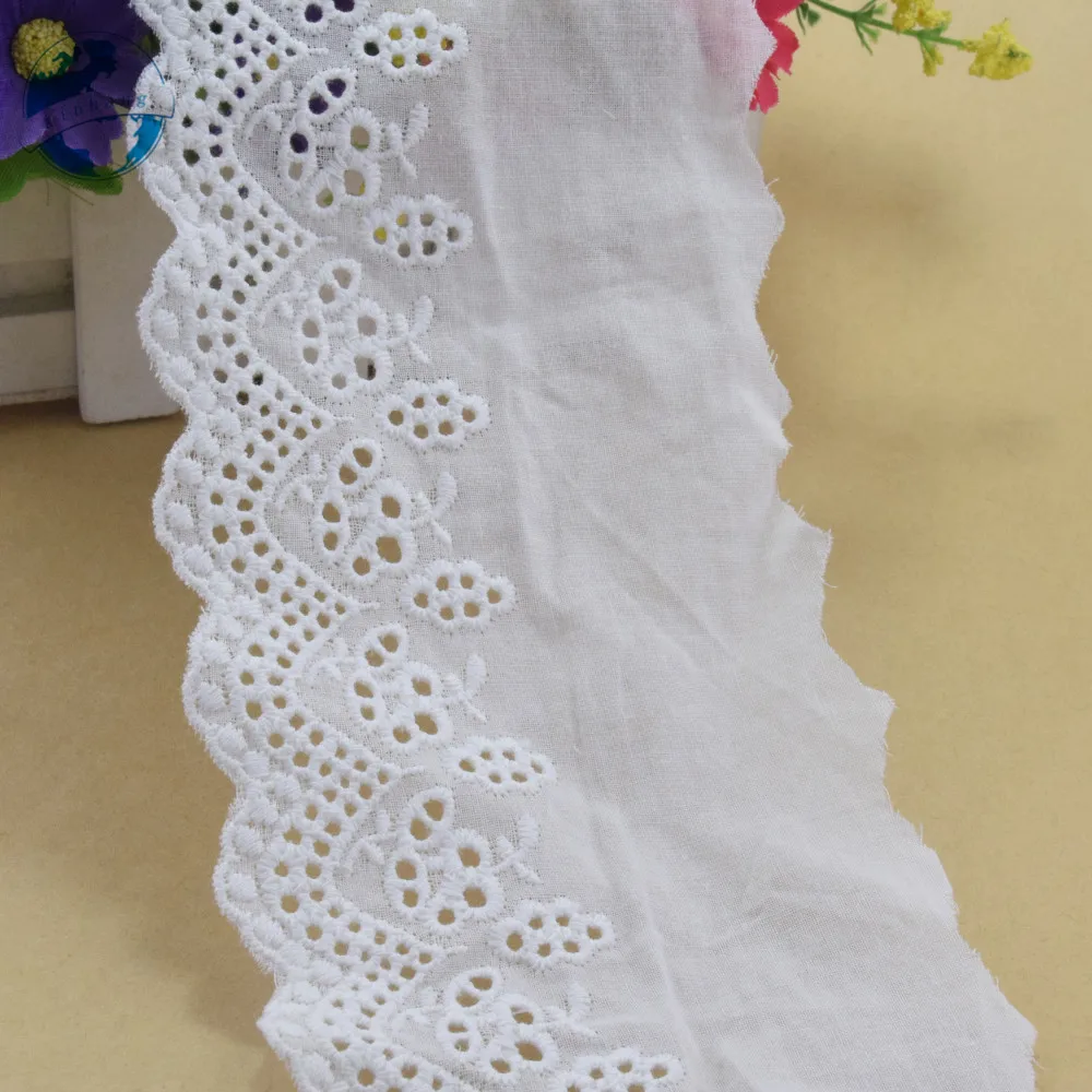 100% Cotton Embroidery Lace Sewing Ribbon Guipure Trim Wedding Decoration DIY Dolls Colthes Accessories Lace 8.5cm Wide #4192