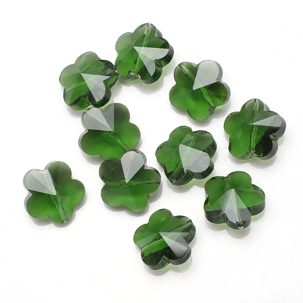 20Pcs/Lot Glass Plum blossom Shape Beads With Vertical Hole 14mm Red Crystal Pendant For DIY Making Charms Jewelry Accessories
