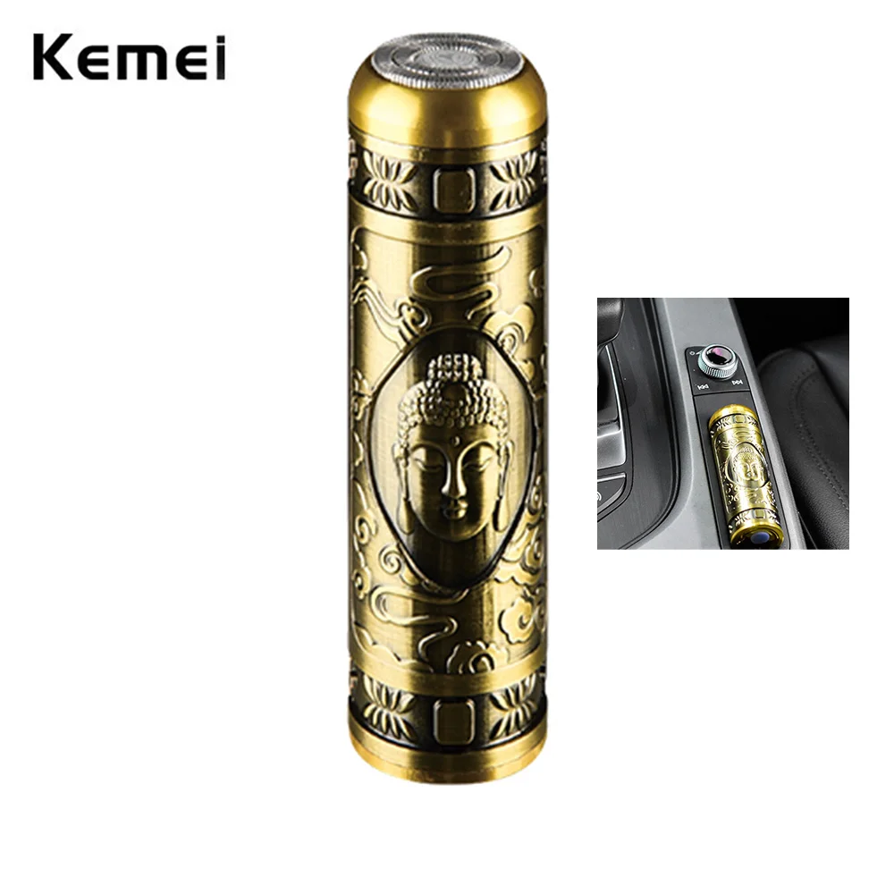 

Kemei T8 Mini Electric Shaver Men Vintage Buddha Head Rotary Beard Razor Type-c USB Rechargeable Small Portable Shaving Machine