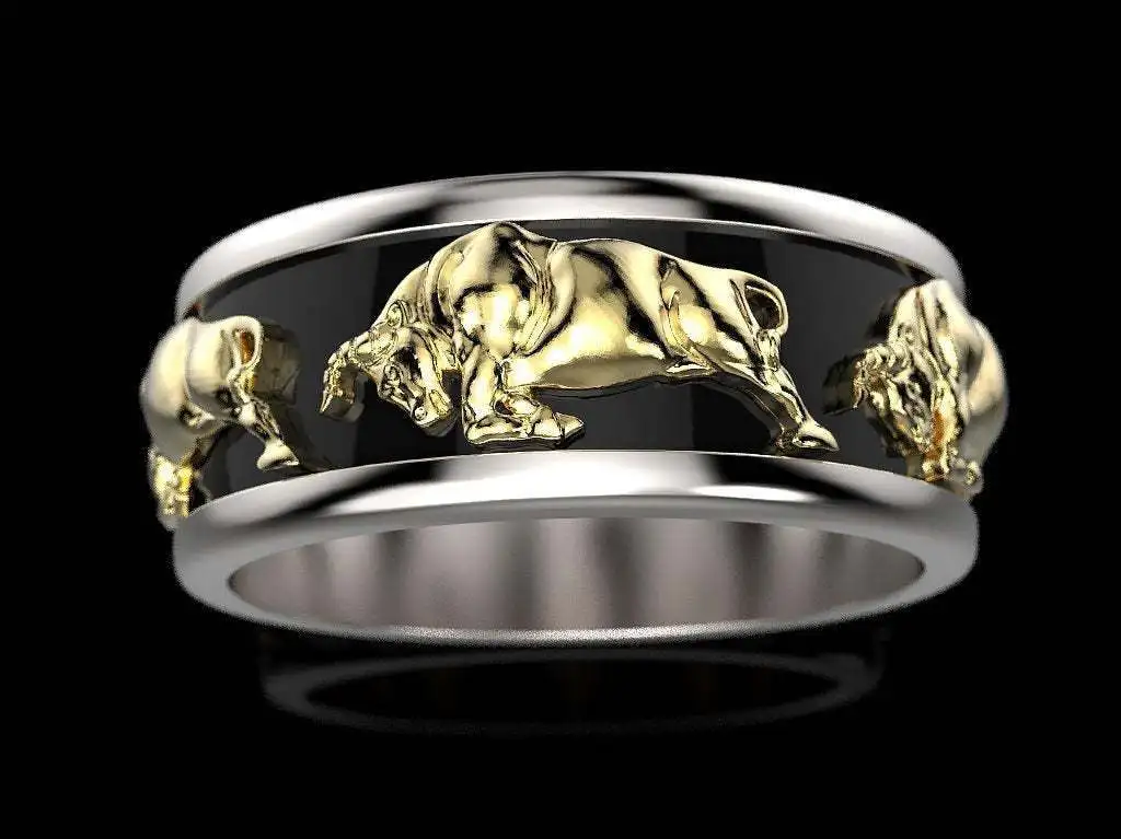 Men\'s Taurus Ring Silver Colour Stainless Steel Ring Ox Head Ring Egypt Ancient Greek Mythology Ring Hip Hop Punk Jewelry