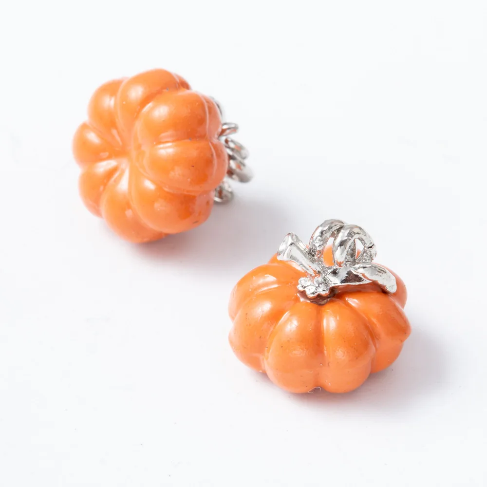 4pcs/Lot Enamel Plated Color Zinc Alloy 3D Orange Pumpkin Charms Pendants Handmade Crafts for DIY Jewelry Making Charm