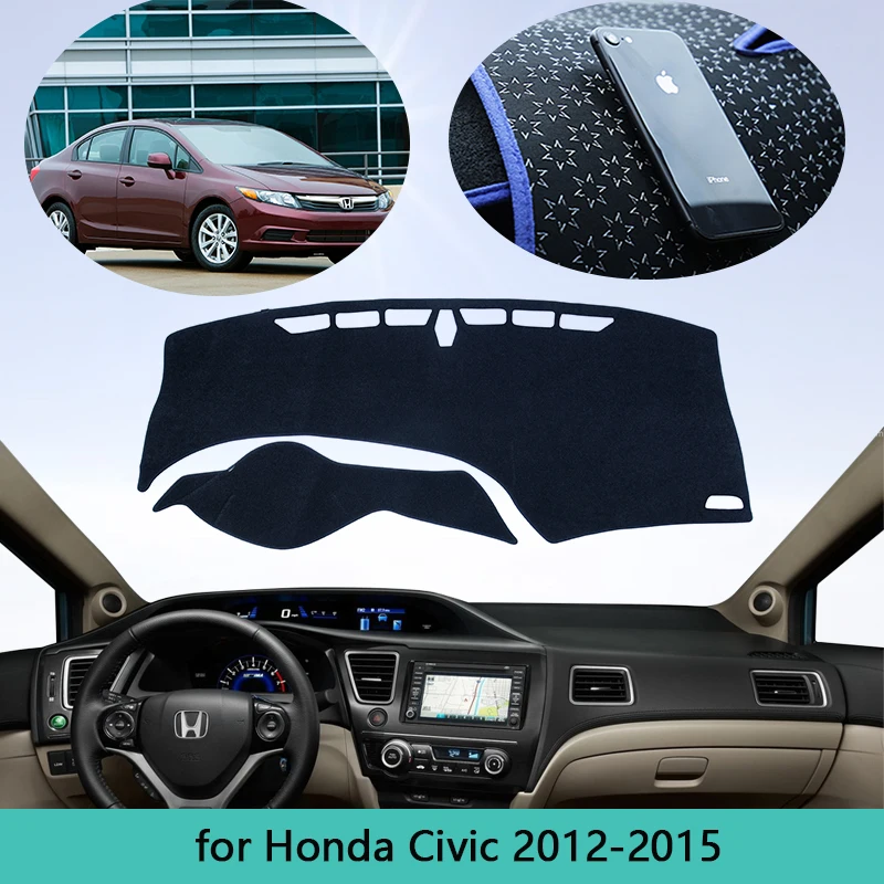 

High quality Sunshade Dashmat Protector Anti-UV Mat Dashboard Cover Pad For Honda Civic 9 2012 2013 2014 2015 Car Accessories