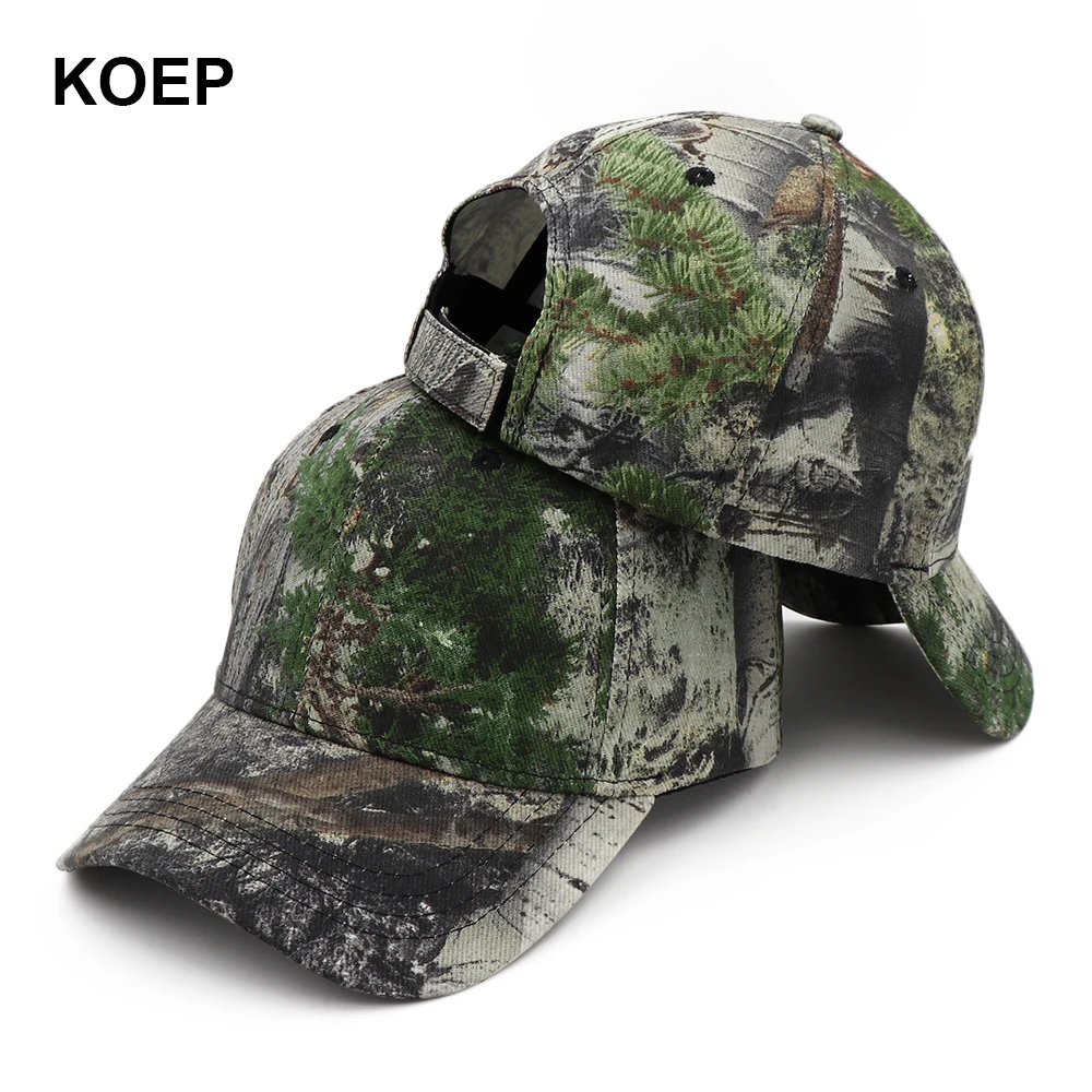 KOEP 2021 New Outdoor Fishing Caps Jungle Baseball Cap Hunting Hat Cotton Camouflage Dad Snapback Hats Green Camouflage