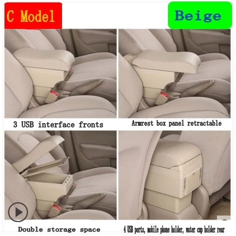 For Seat Ibiza Armrest Box Arm Elbow Rest Center Console Storage Case Modification Accessories with Cup Holder USB Port image 3