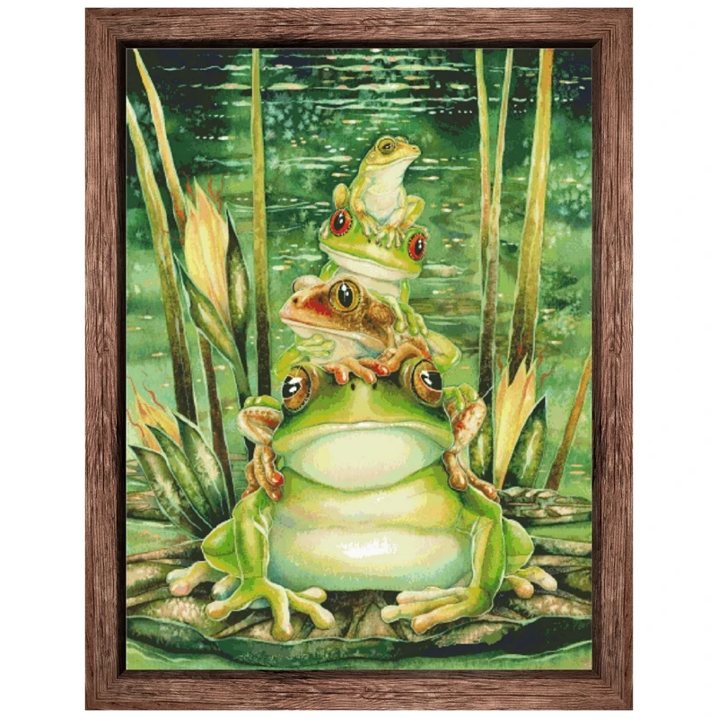 Top frog cross stitch kits animal pattern aida fabric 18ct 14ct 11ct unprint canvas cotton thread embroidery kits DIY craft set