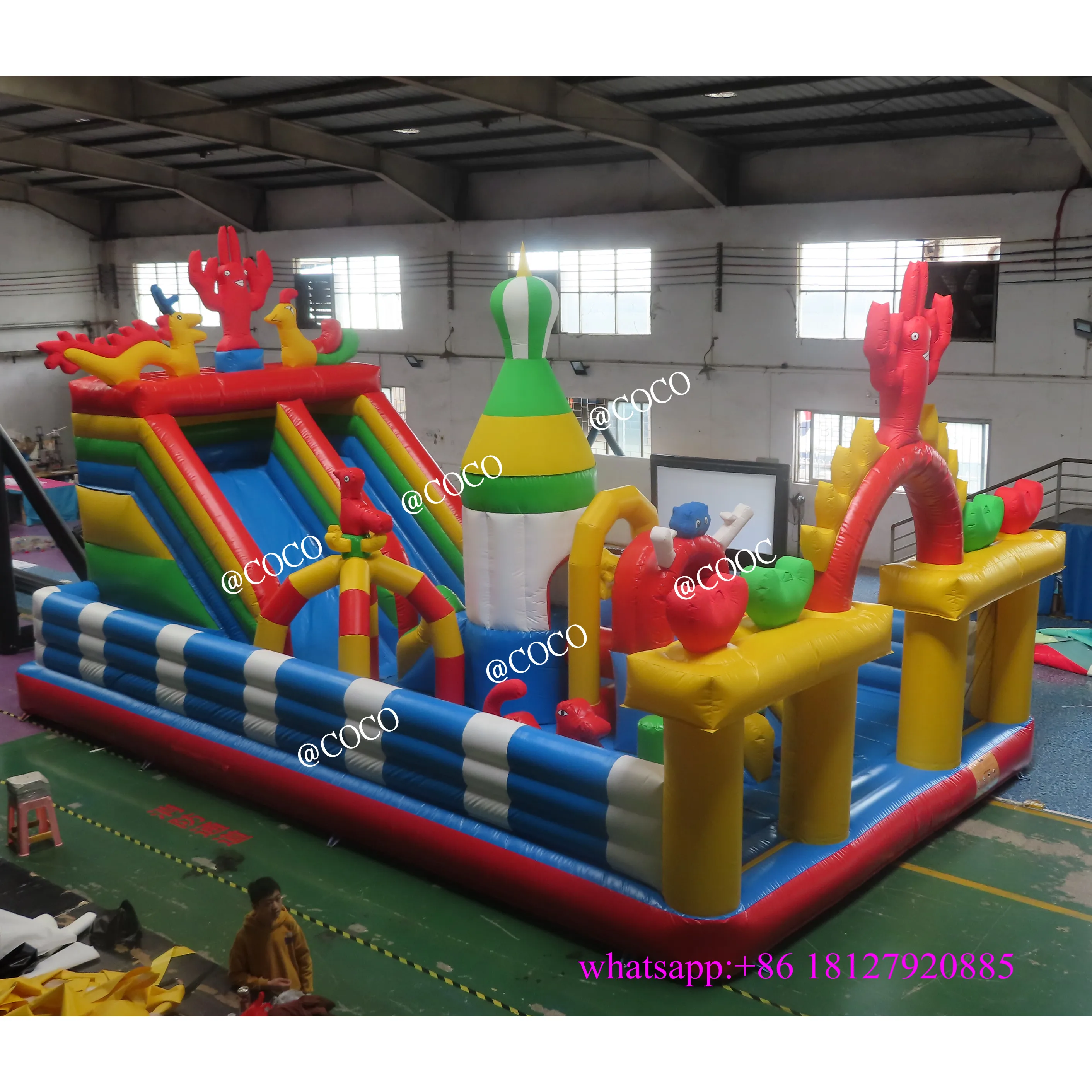 

10x6x6 м гигантский надувной замок морской игровой зоны, горка, надувная игровая площадка