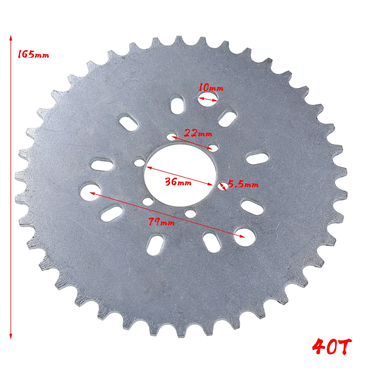 Silver CNC Adapter 40T Sprocket Fit 49cc 50cc 66cc 80cc Motorized Bike