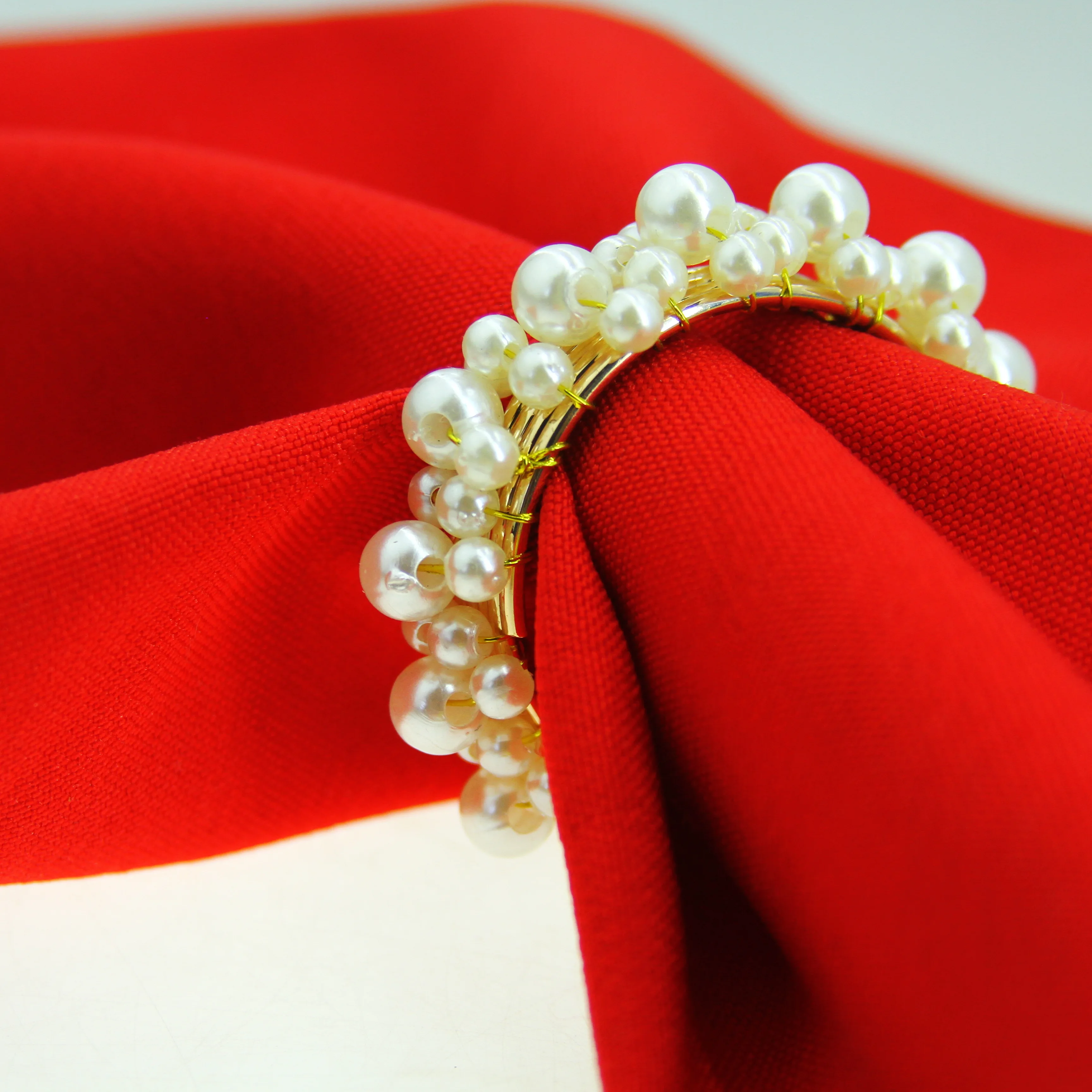 White Pearl Napkin Rings Beaded Wedding Napkin Ring Wholesale Napkin Holder