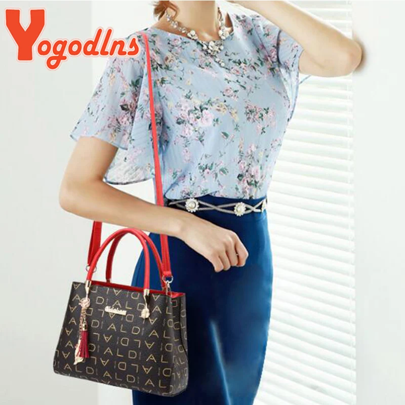 Yogodlns Brands Letter Print Women\'s Handbags Female Shoulder Bag Luxury Cat Tassel Handle Bag Lady Crossbody Bag Daily Pouch