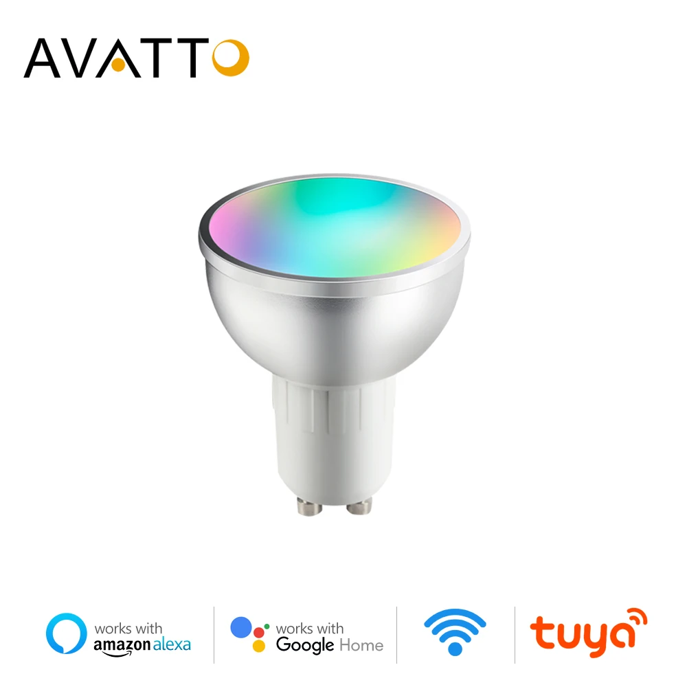 

AVATTO GU10 WiFi Smart Bulb, 5W RGB+WW+CW LED Lamp Cup with Dimmable Timer Function Magic Bulb Works for Alexa Google Home Echo