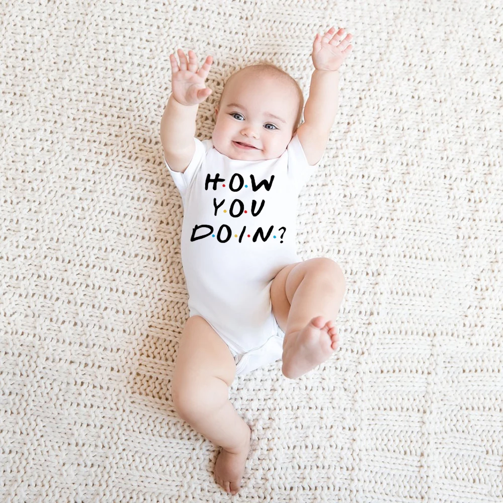 

How You Doin Newborn Baby Boys Girls Bodysuits Unisex Jumpsuit Funny Playsuit Casual Short Sleeve Outfits 0-24M