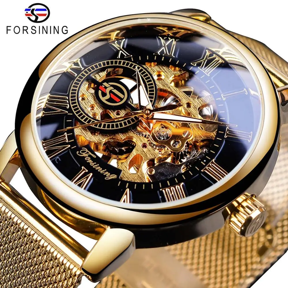 

Forsining Transparent Case 2017 Fashion 3D Logo Engraving Men Watches Top Brand Luxury Mechanical Skeleton Wrist Watch Clock Men