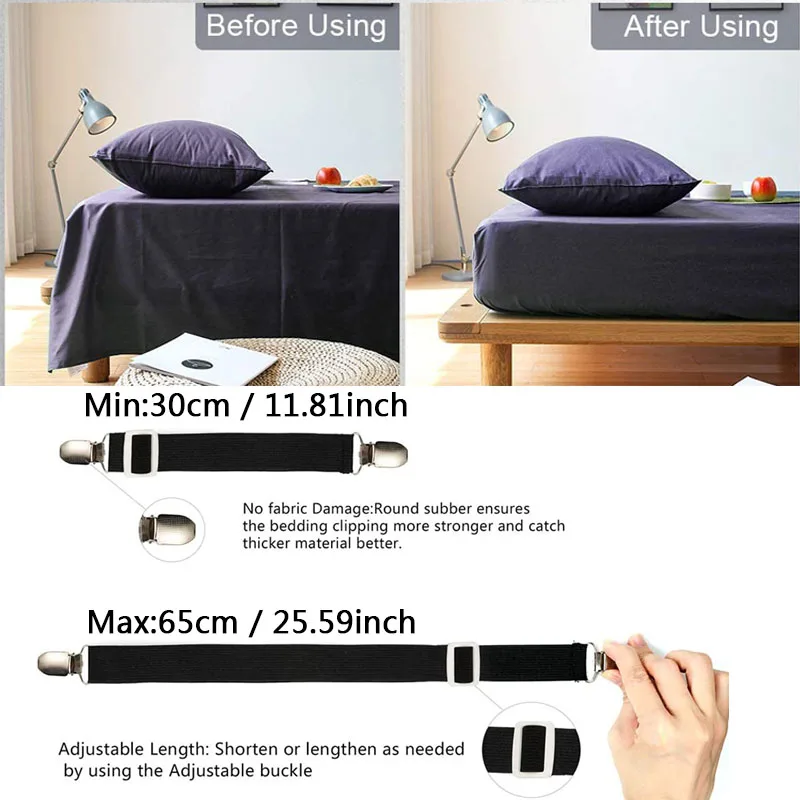 Pinces élastiques croisées pour drap de lit, attaches réglables, bretelles pour drap de lit, pince pour drap de canapé, pinces pour nappe, 2 pièces