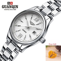 Quartz Watch Women GUANQIN GQ80019-1A Women Watch Stainless Steel Date Luminous Water Resistant Girls Wrist Watches For Women