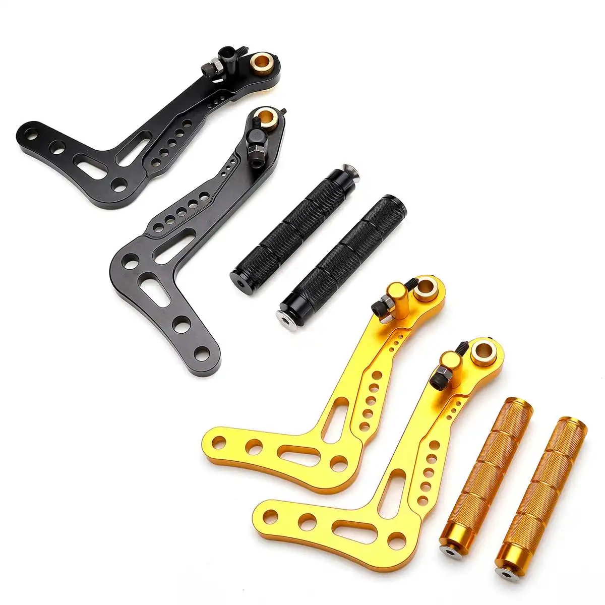 New 2Pcs 5 Color CNC Aluminum Alloy Billet Set Racing Race Go Kart Pedals Foot Rests Brake And Accelerator Set Black Gold Pedals