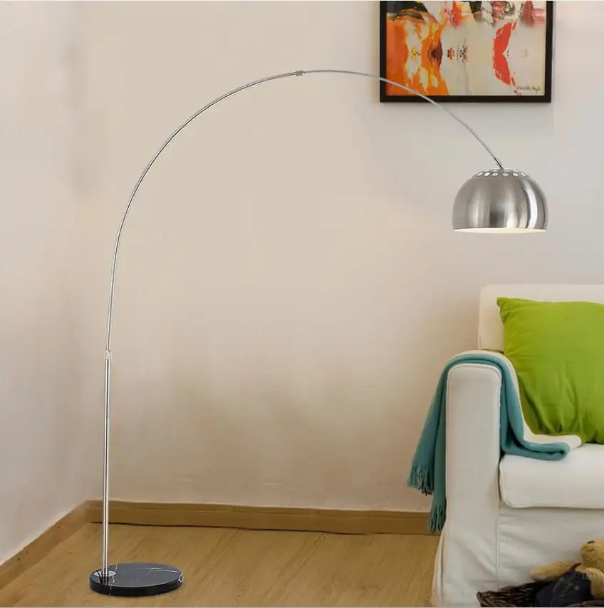 Stainless Steel Floor Lamp Living Room Lamp Nordic Lighting Creative Simple LED Remote Control Fishing Lamp Vertical Floor Lamp