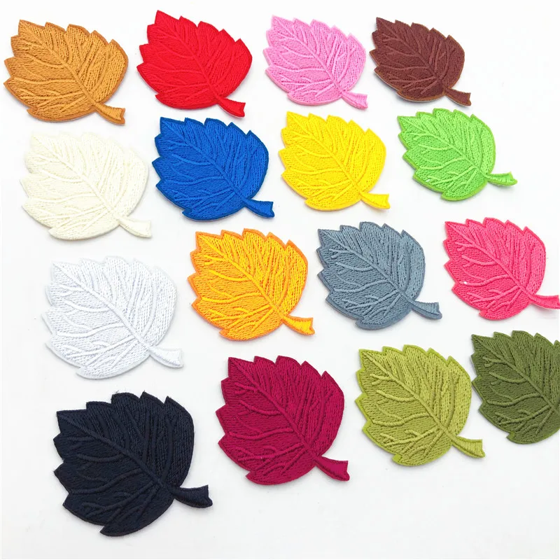 160pcs  Embroidered Leaf Patches Iron On Applique for Bags Clothes Sewing Patch