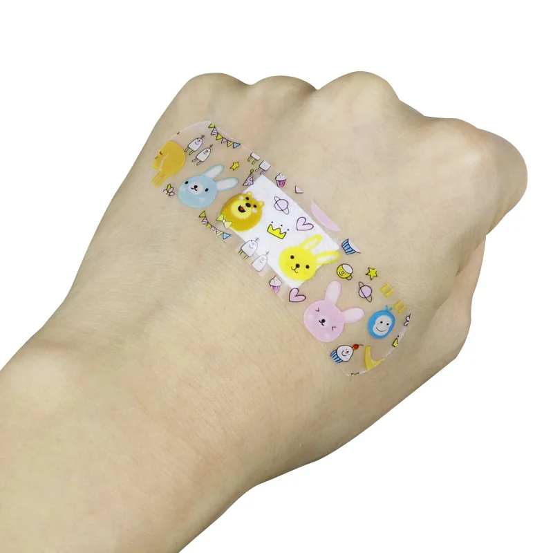 100Pcs/Pack Cartoon Transparent Wound Adhesive Plaster Medical Anti-Bacteria Band Bandages Sticker Home Travel First Aid Kit