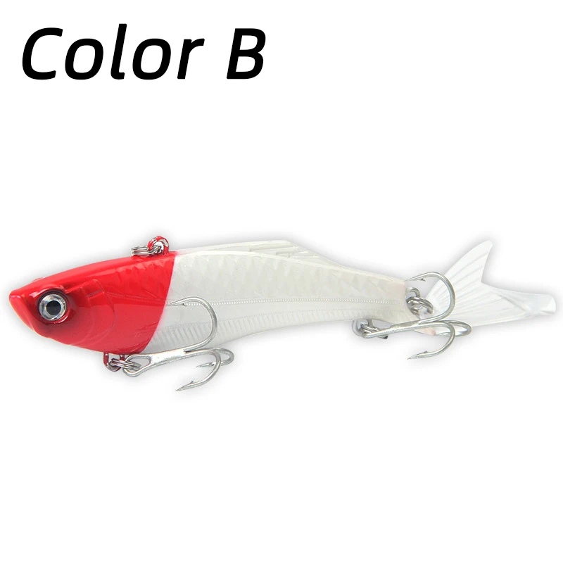 75mm/23g VIBRA Winter Sea Hard Fishing Lure Wagging tail VIB Bait 3D Eyes Diving Jig Sinking Wobbler Jerkbait Crank Accessories