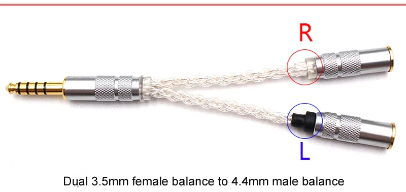Hifi-Cable hembra balanceado 6N para reproductor de PHA-3 Pono, 12 núcleos, plateado, 2x3,5mm macho a 4,4mm/2,5mm/3,5mm/4 pines XLR, T1121