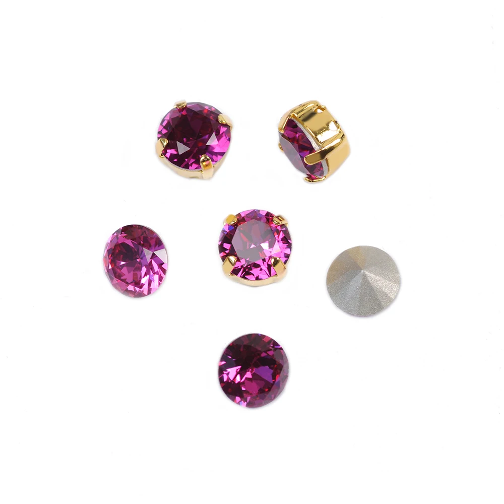 1357 Fuchsia Kristall K9 Glas Nähstein Brillantschliff Aufnähbare Strasssteine Pointback Strass DIY Kleidung Kleider Taschen – Detail 9